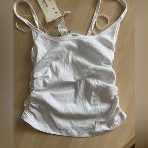 NWT- Zara white tank top with ruched sides
